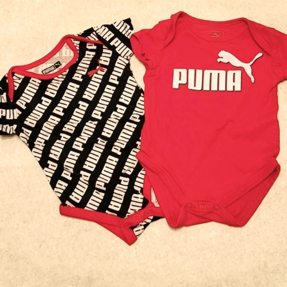 Two Puma short sleeved onesies/bodysuits